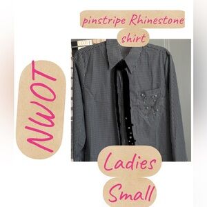 Alice Blue Black and White Striped Blouse